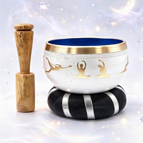 White metal singing bowl with - metal,