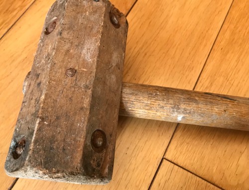 Vintage wooden mallet - wooden, rounded